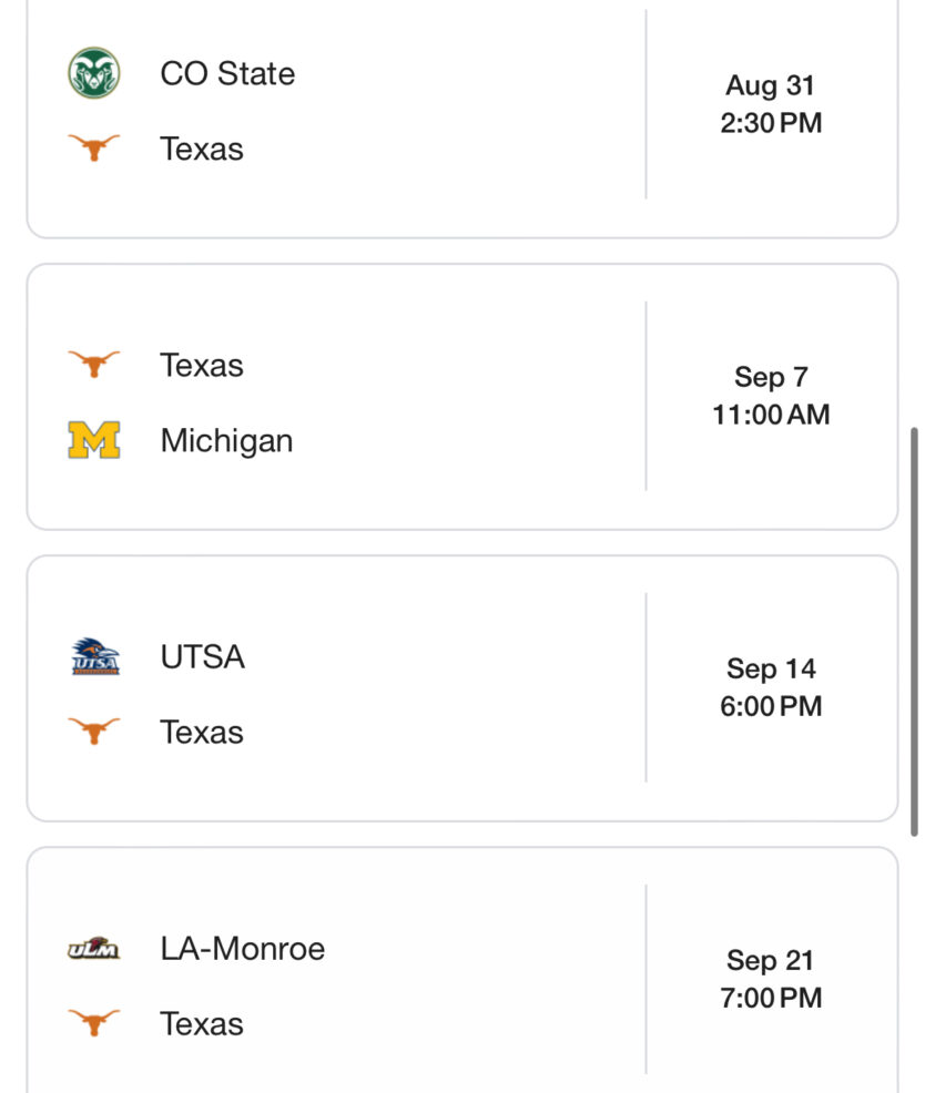 UT football schedule fall 2024