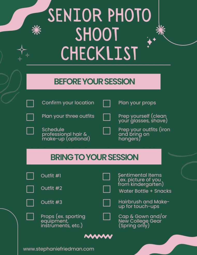 high school senior photo session checklist in austin, texas