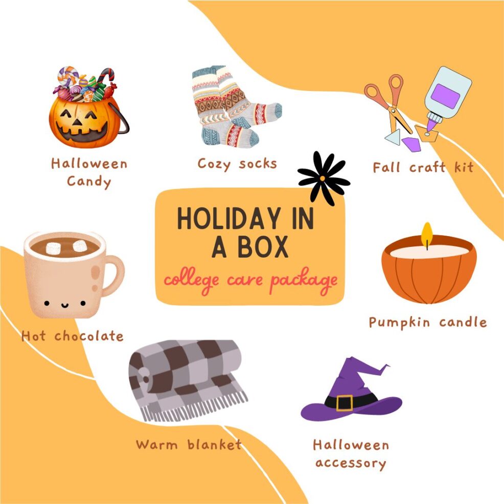 holiday in a box college care package ideas